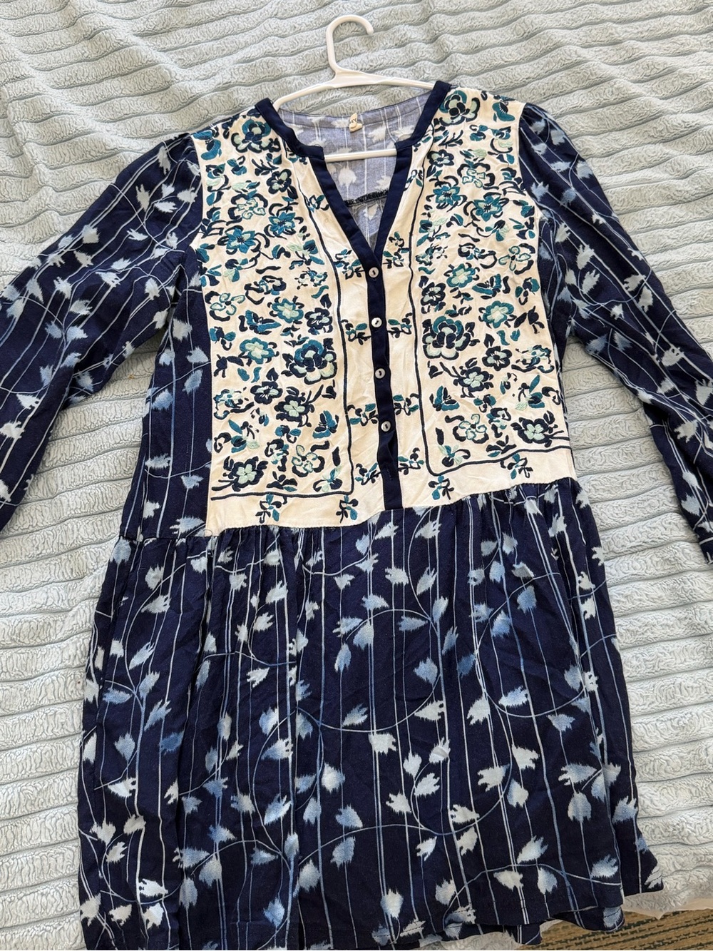 Tiny Denim-Look Button Shirt in Washed Blue